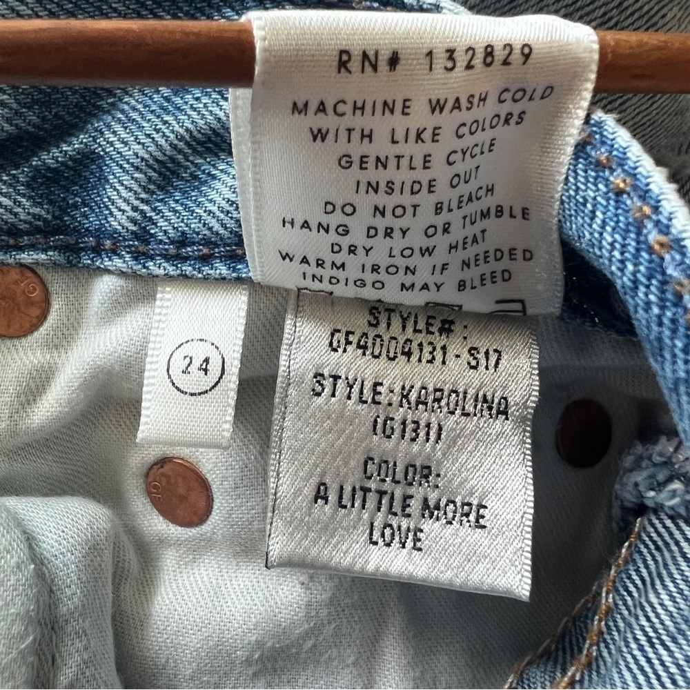 GRLFRND Karolina Denim Buttonfly Blue Jeans Distressed Destroyed Size 24 - Picture 11 of 11